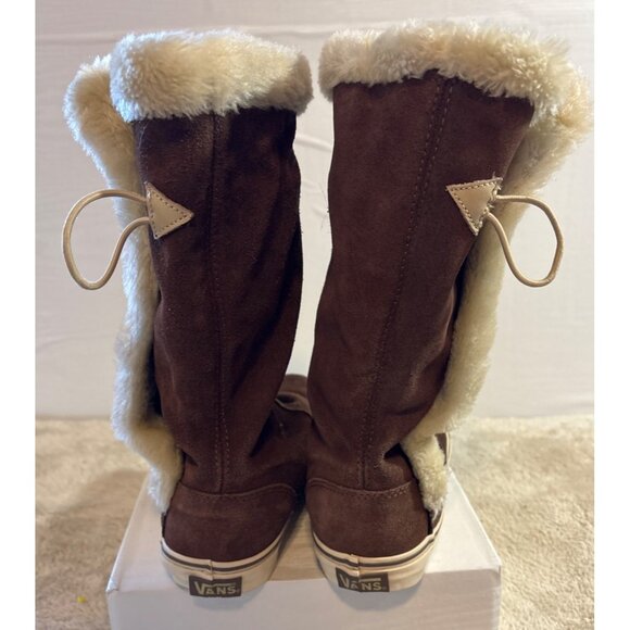 Vans Dasan Sneaker Boots Women’s Size 7 Brown Suede Fur Lined Tall Skull Button - Picture 12 of 14